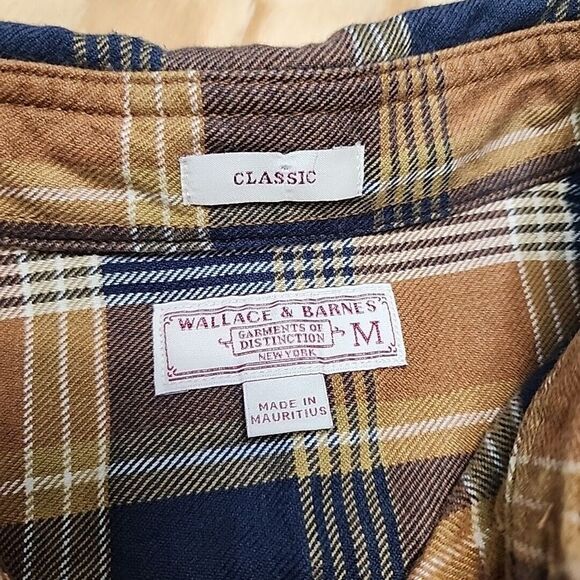 Wallace & Barnes Heavyweight Flannel Shirt In Brown Navy Plaid Men's Size M‎ - Picture 5 of 6